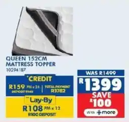 Russells Queen 152cm mattress topper offer