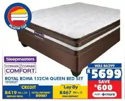 Russells Sleepmasters royal roma 152cm queen bed set offer