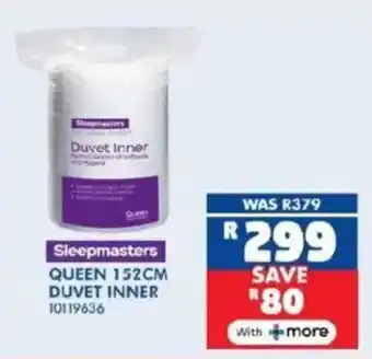 Russells Sleepmasters queen 152cm duvet inner offer