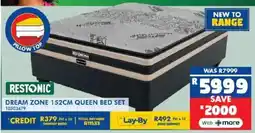 Russells Restonic dream zone 152cm queen bed set offer