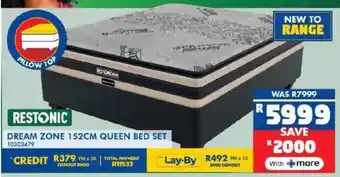 Russells Restonic dream zone 152cm queen bed set offer