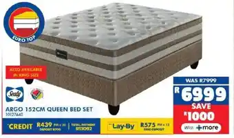Russells Sealy argo 152cm queen bed set offer