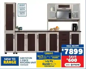 Russells Greyston 3 piece kitchen unit offer
