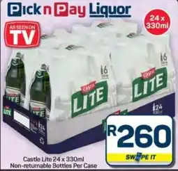 Pick n Pay Hypermarket Castle Lite Non-returnable Bottles Per Case offer