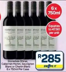 Pick n Pay Hypermarket Stonedale Shiraz, Cabernet Merlot, Sauvignon Blanc or Chenin Blanc offer