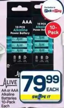 Pick n Pay Hypermarket Alive AA or AAA Alkaline Batteries offer