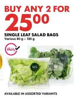 Woolworths SINGLE LEAF SALAD BAGS offer