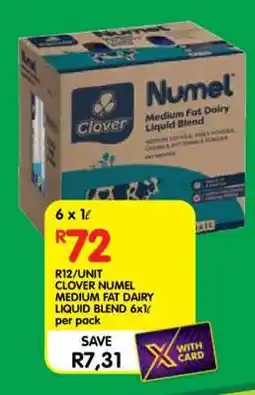 Shoprite Clover Numel Medium Fat Dairy Liquid Blend 6x1β offer