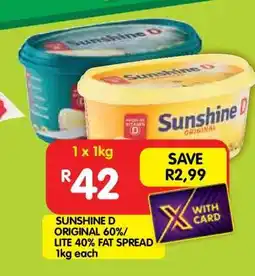 Shoprite SUNSHINE D ORIGINAL 60%/LITE 40% FAT SPREAD offer