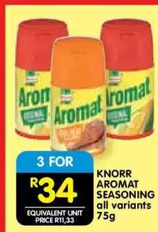 Shoprite KNORR AROMAT SEASONING all variants 75g offer