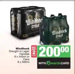 Spar Tops Windhoek Draught or Lager Handies offer
