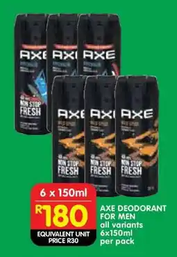 Shoprite Axe Deodorant for Men offer