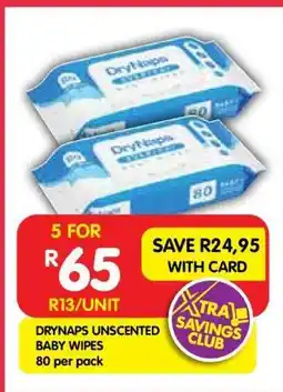 Shoprite DRYNAPS UNSCENTED BABY WIPES offer