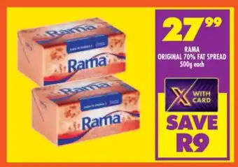 Shoprite RAMA ORIGINAL 70% FAT SPREAD 500g each offer