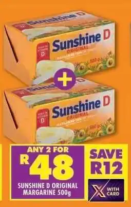 Shoprite SUNSHINE D ORIGINAL MARGARINE 500g offer