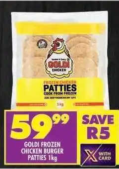 Shoprite GOLDI FROZEN CHICKEN BURGER PATTIES 1kg offer