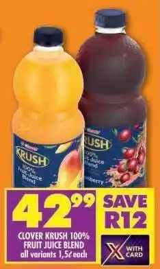 Shoprite Clover Krush 100 Fruit Juice Blend offer