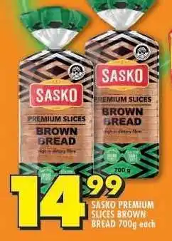 Shoprite Sasko Premium Slices Brown Bread 700g offer