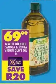 Shoprite B-WELL BLENDED CANOLA & EXTRA VIRGIN OLIVE OIL 1ℓ offer