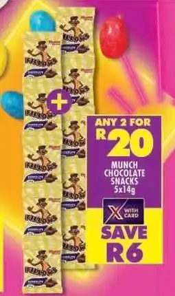 Shoprite Munch Chocolate Snacks 5x14g offer