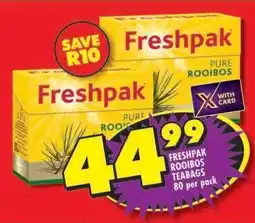 Shoprite FRESHPAK ROOIBOS TEABAGS 80 per pack offer