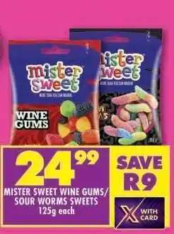 Shoprite MISTER SWEET WINE GUMS/ SOUR WORMS SWEETS offer