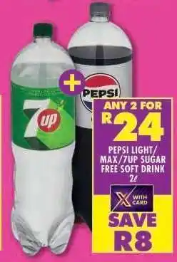 Shoprite PEPSI LIGHT/MAX/7UP SUGAR FREE SOFT DRINK 2L offer