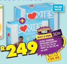 Shoprite LOVIES PREMIUM DISPOSABLE NAPPIES offer