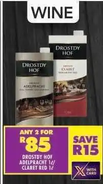 Shoprite DROSTDY HOF ADELPRACT 1L/CLARET RED 1L offer