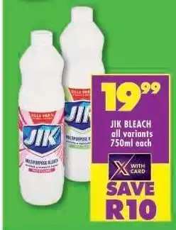 Shoprite JIK BLEACH all variants 750ml each offer