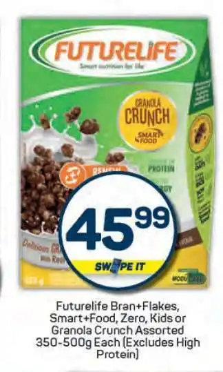 Pick n Pay Futurelife Bran+Flakes, Smart+Food, Zero, Kids or Granola Crunch offer