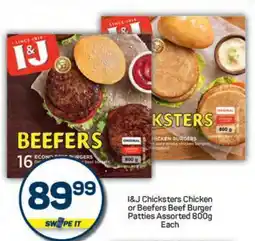 Pick n Pay I&J Chicksters Chicken or Beefers Beef Burger Patties offer