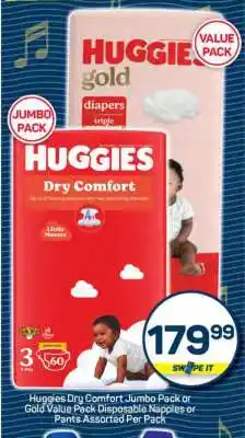 Pick n Pay Huggies Dry Comfort Jumbo Pack or Gold Value Pack offer
