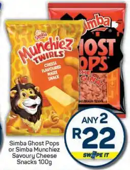 Pick n Pay Simba Ghost Pops or Simba Munchiez Savoury Cheese Snacks 100g offer