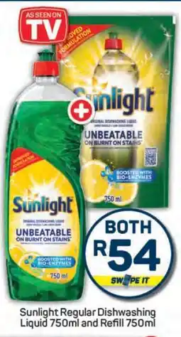 Pick n Pay Sunlight Regular Dishwashing Liquid 750ml and Refill 750ml offer