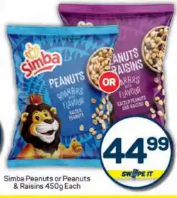 Pick n Pay Simba Peanuts or Peanuts & Raisins 450g Each offer