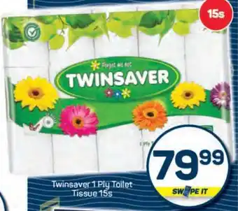 Pick n Pay Twinsaver 1 Ply Toilet Tissue-15s offer
