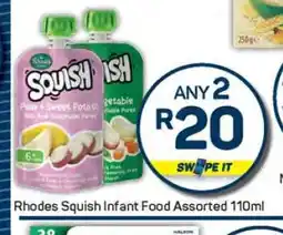 Pick n Pay Rhodes Squish Infant Food Assorted 110ml offer