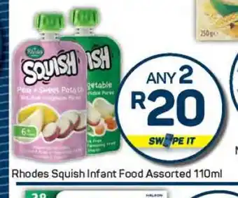 Pick n Pay Rhodes Squish Infant Food Assorted 110ml offer