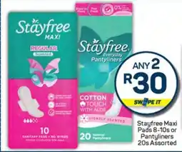 Pick n Pay Stayfree Maxi Pads 8/10s or Pantyliners 20s Assorted offer