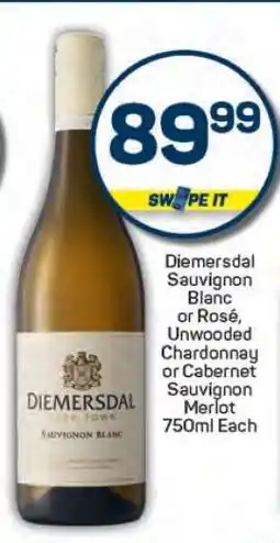 Pick n Pay Diemersdal Sauvignon Blanc or Rosé, Unwooded Chardonnay or Cabernet Sauvignon Merlot offer
