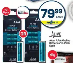 Pick n Pay ALIVE AA or AAA Alkaline Batteries 10-Pack Each offer