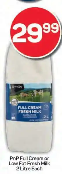 Pick n Pay PnP Full Cream or Low Fat Fresh Milk offer