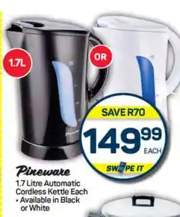 Pick n Pay Pineware 1.7 Litre Automatic Cordless Kettle offer