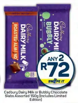 Pick n Pay Cadbury Dairy Milk or Bubbly Chocolate Slabs Assorted 150g offer