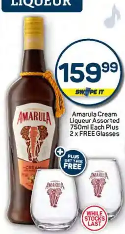 Pick n Pay Amarula Cream Liqueur Assorted 750ml Each Plus 2 x FREE Glasses offer