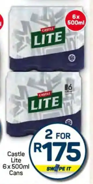 Pick n Pay Castle Lite 6 x 500ml Cans offer