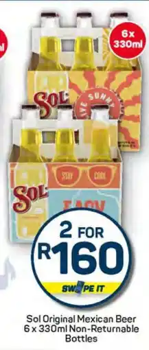 Pick n Pay Sol Original Mexican Beer 6 x 330ml Non-Returnable Bottles offer