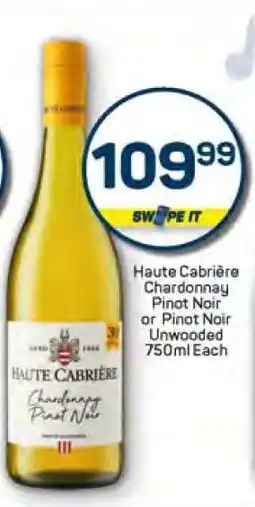 Pick n Pay Haute Cabrière Chardonnay Pinot Noir or Pinot Noir Unwooded 750ml Each offer