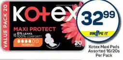 Pick n Pay Kotex Maxi Pads Assorted 16/20s Per Pack offer